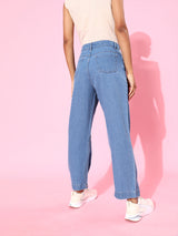 Women's Blue Casual Straight Fit Jeans