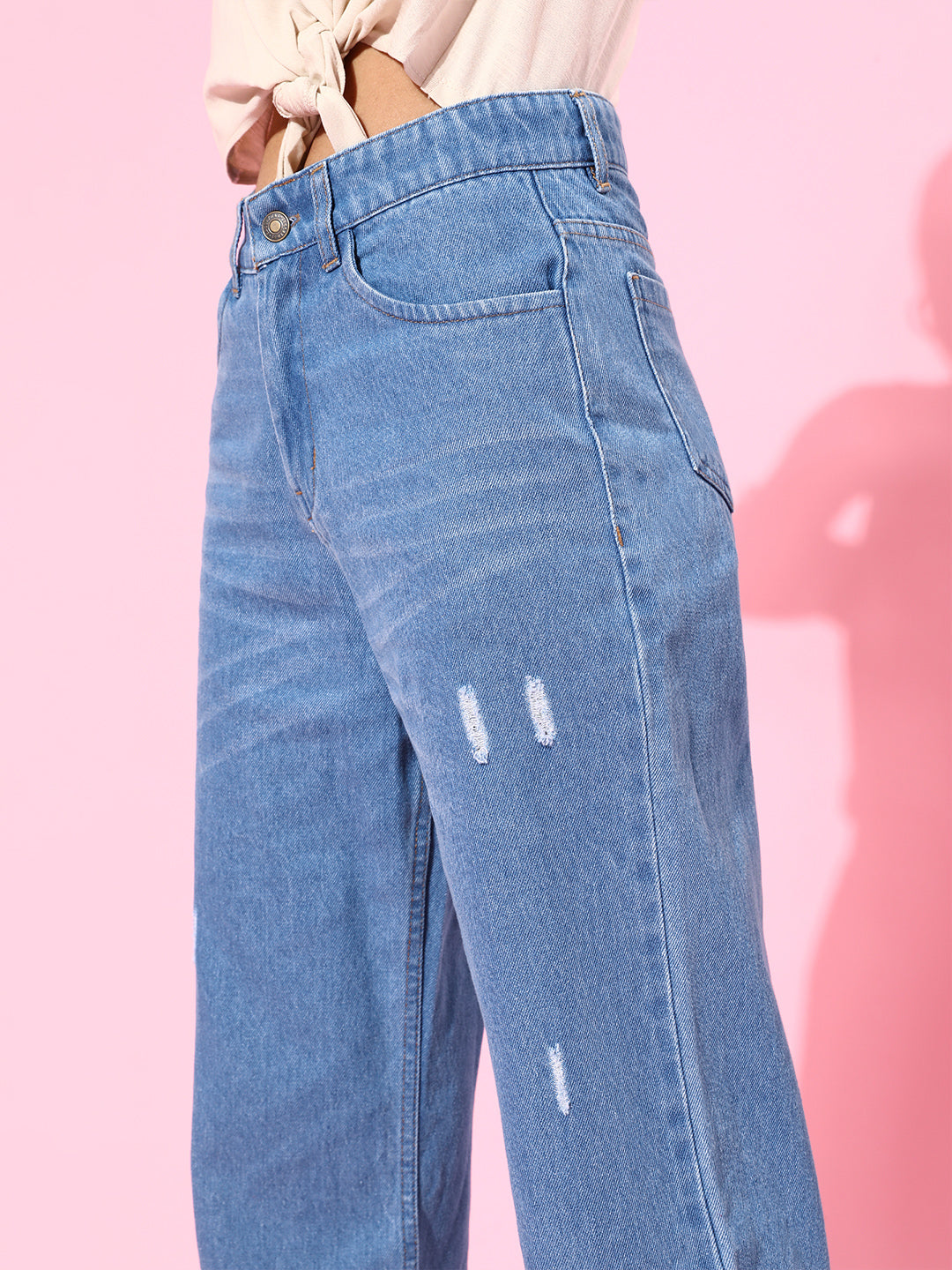 Women's Blue Casual Straight Fit Jeans