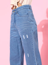 Women's Blue Casual Straight Fit Jeans