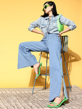 Women's Blue Casual Flared Fit Jeans