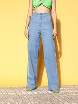 Women's Blue Casual Flared Fit Jeans