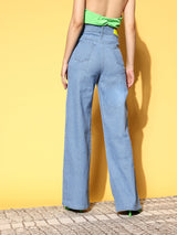 Women's Blue Casual Flared Fit Jeans