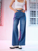 Women's Blue Casual Wide Leg Jeans