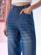 Women's Blue Casual Wide Leg Jeans