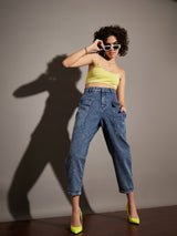 Women's Blue Casual Tapered Fit Jeans