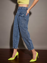 Women's Blue Casual Tapered Fit Jeans