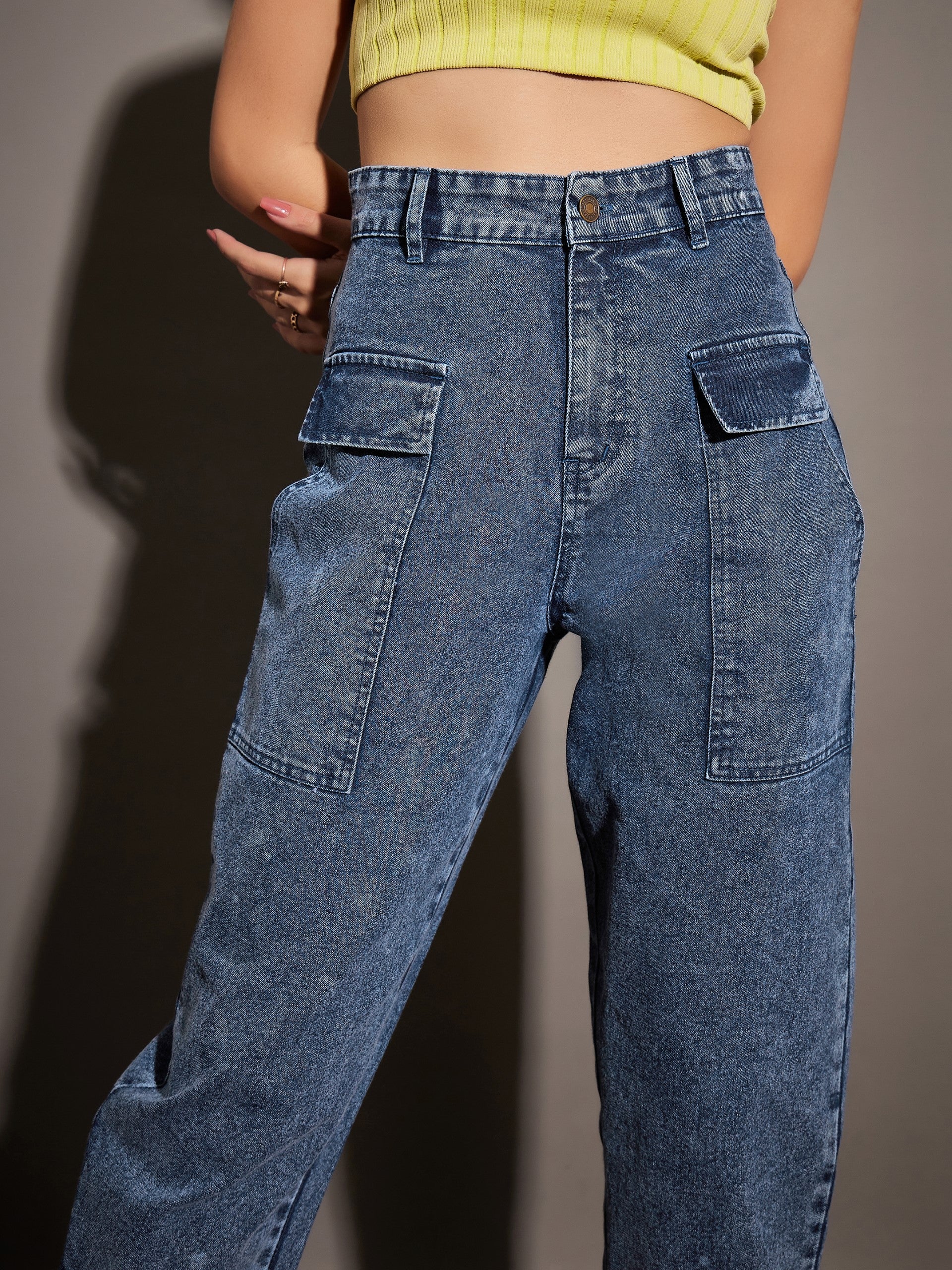 Women's Blue Casual Tapered Fit Jeans