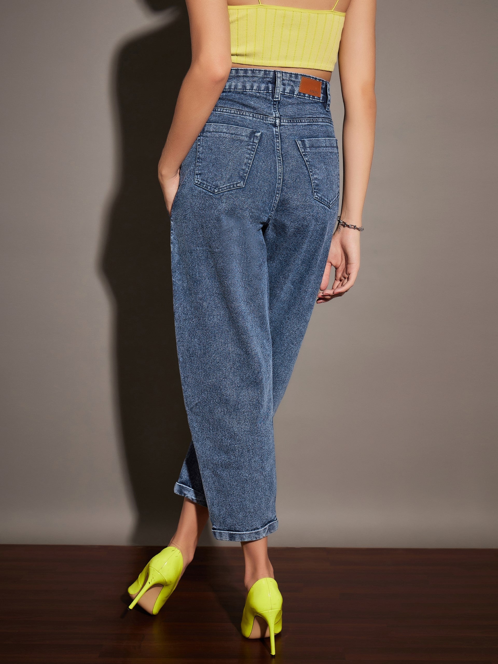 Women's Blue Casual Tapered Fit Jeans