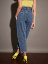 Women's Blue Casual Tapered Fit Jeans