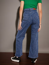 Women's Blue Casual Straight Fit Jeans