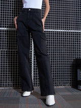 Women's Black Casual Straight Fit Jeans