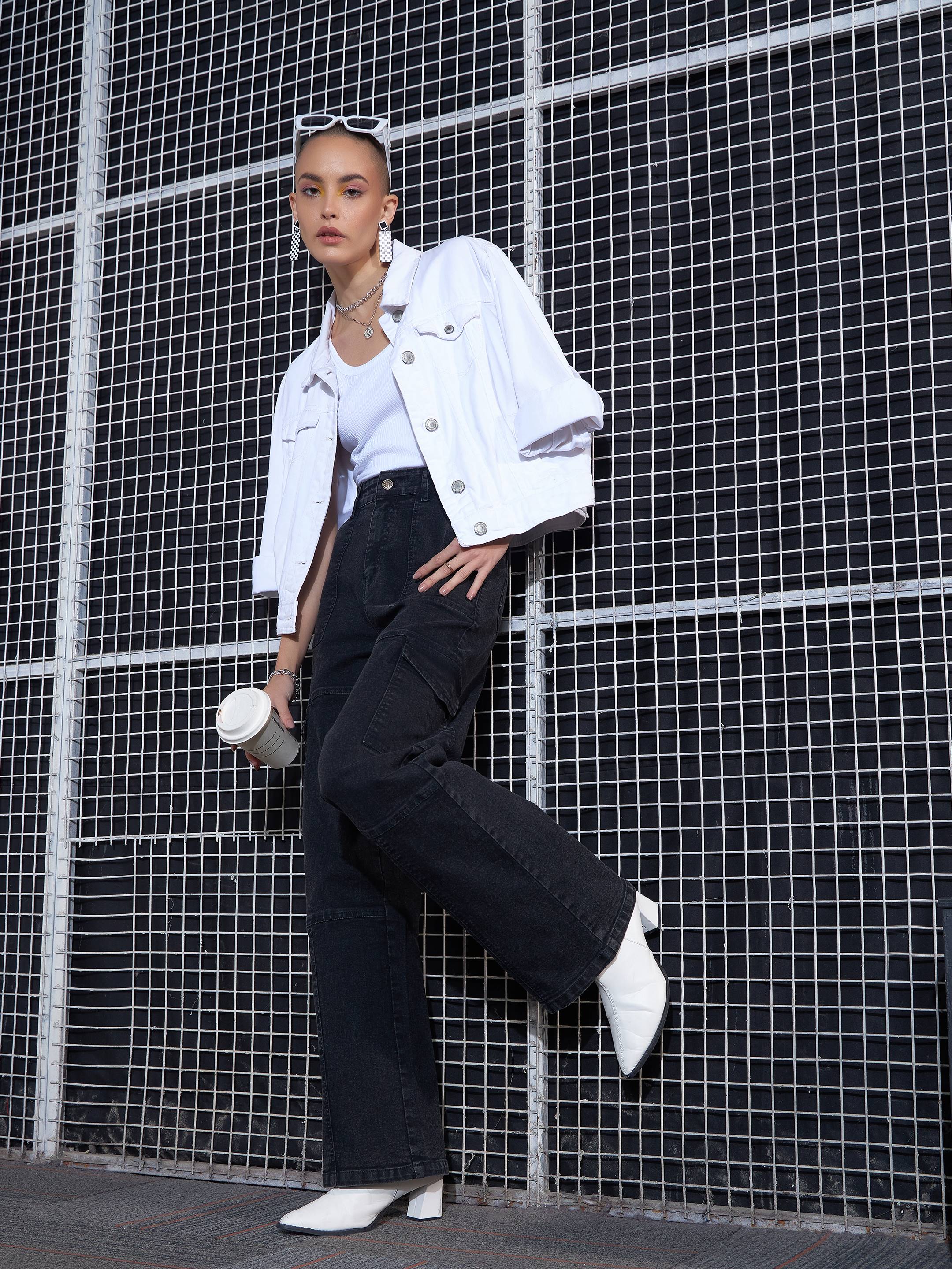 Women's Black Casual Straight Fit Jeans