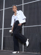 Women's Black Casual Straight Fit Jeans