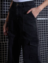 Women's Black Casual Straight Fit Jeans