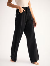 Women's Black Casual Straight Fit Jeans