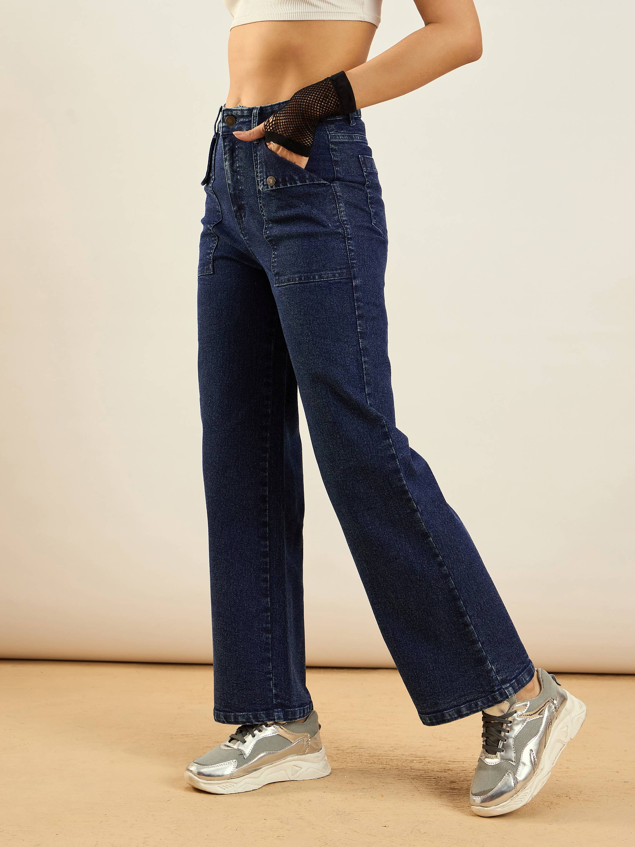 Women's Blue Casual Straight Fit Jeans