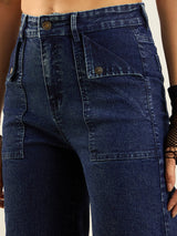 Women's Blue Casual Straight Fit Jeans