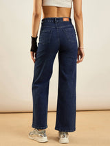 Women's Blue Casual Straight Fit Jeans