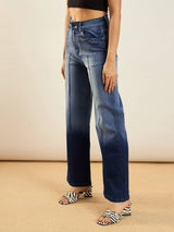 Women's Blue Casual Straight Fit Jeans