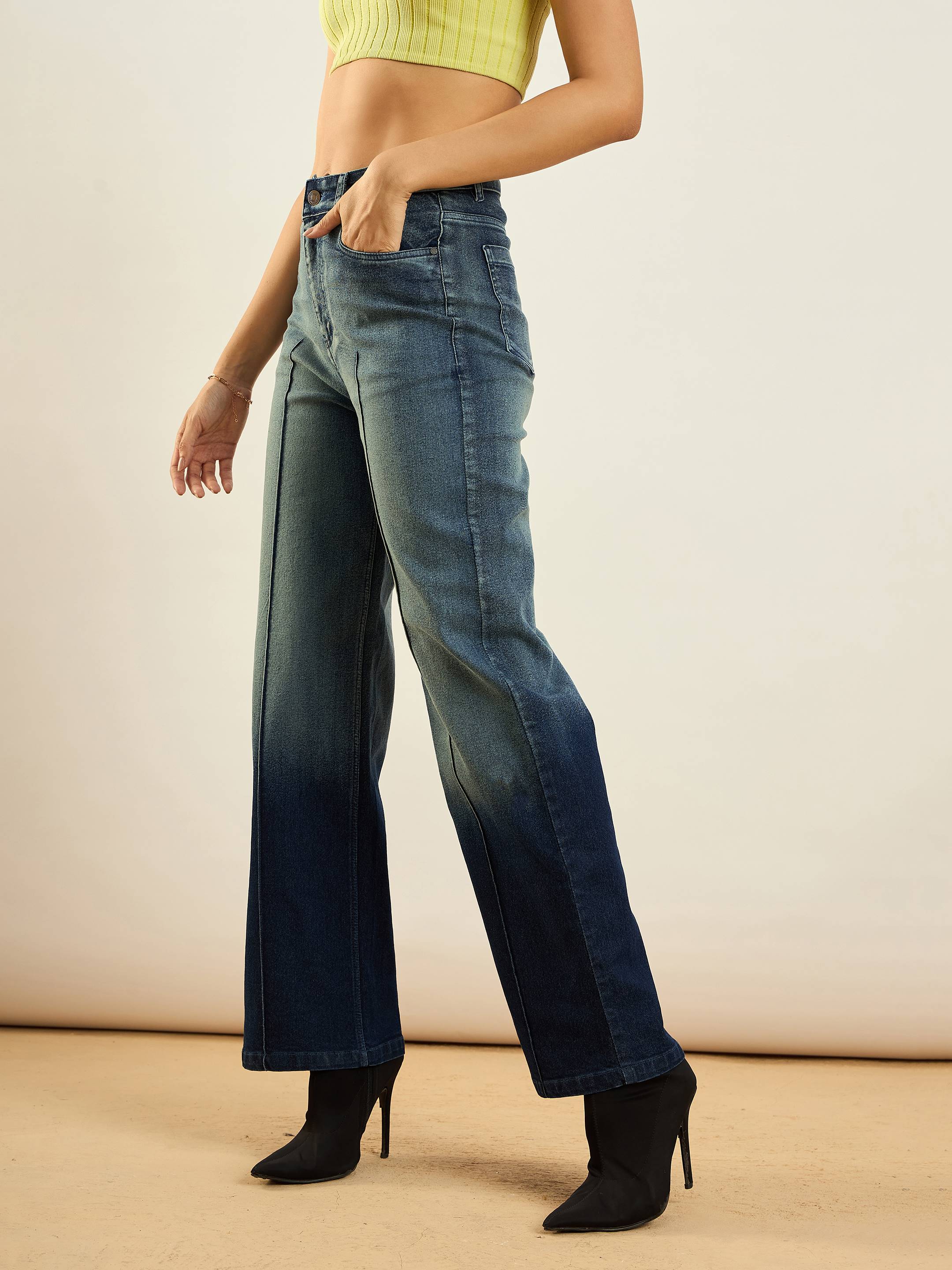 Women's Blue Casual Straight Fit Jeans