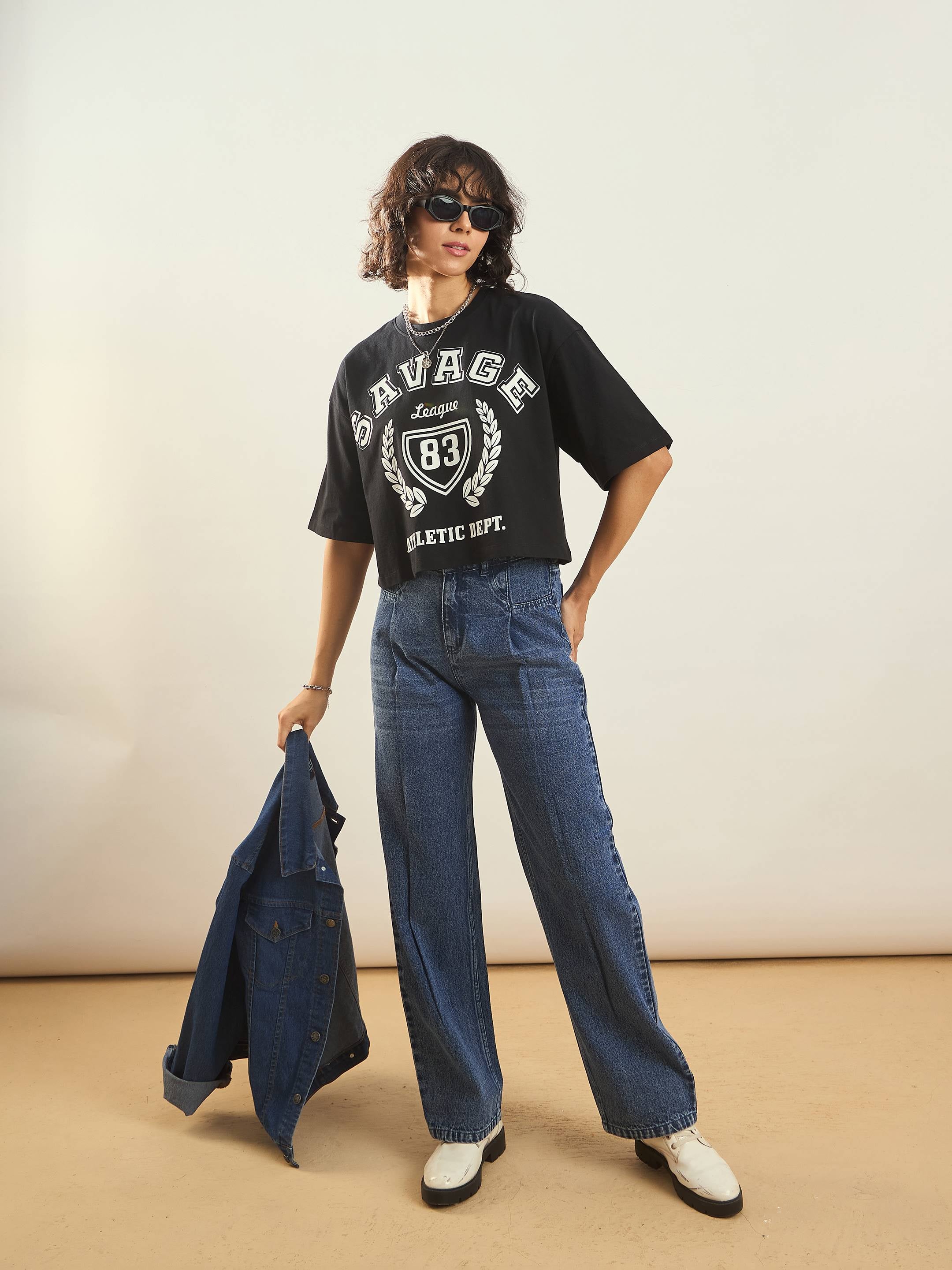 Women's Blue Casual Straight Fit Jeans