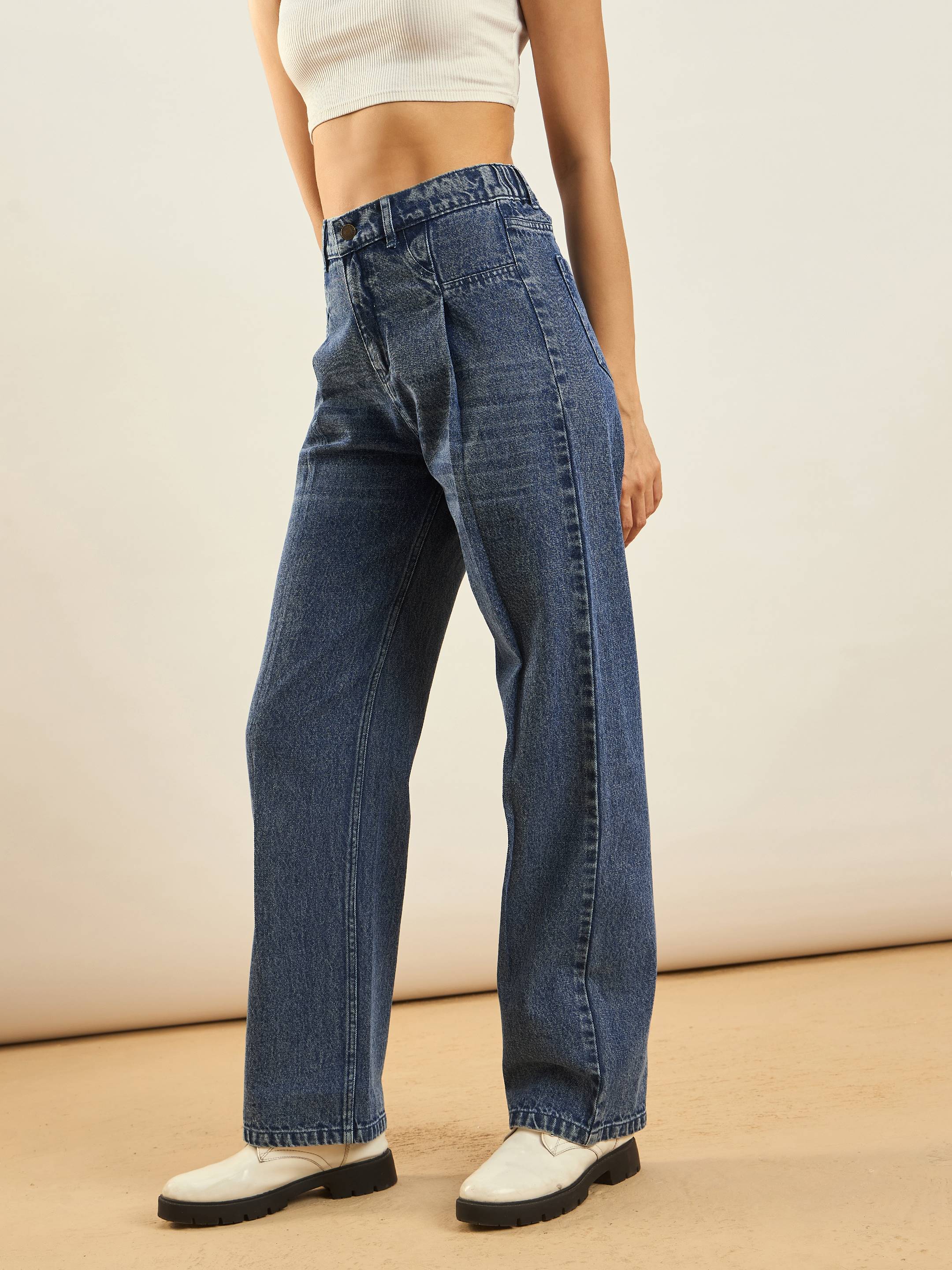 Women's Blue Casual Straight Fit Jeans