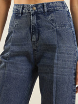 Women's Blue Casual Straight Fit Jeans