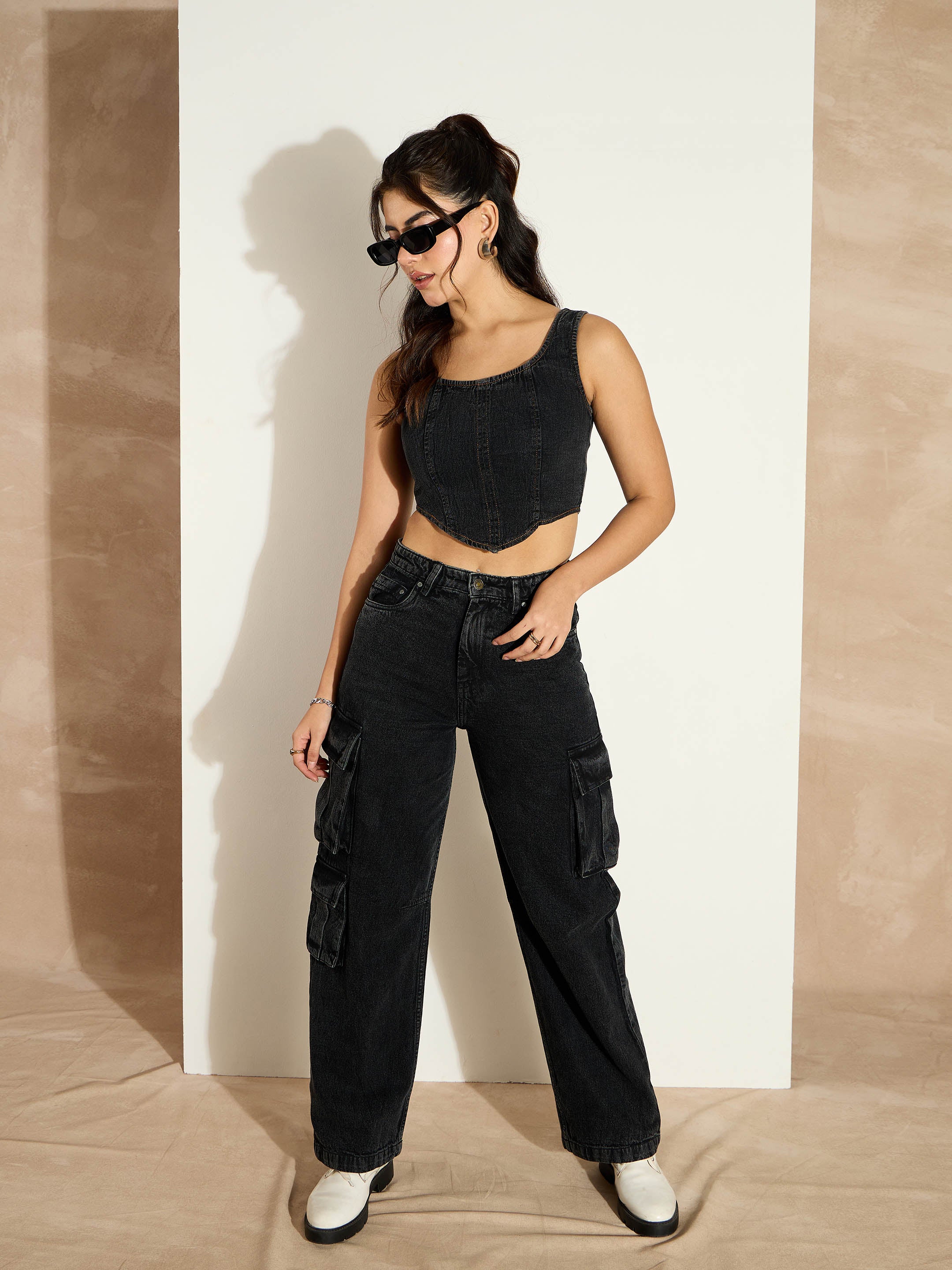 Women's Black Casual Straight Fit Jeans