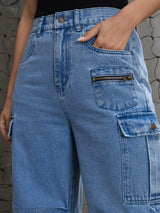 Women's Blue Casual Wide Leg Jeans