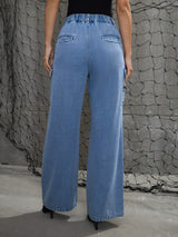 Women's Blue Casual Wide Leg Jeans