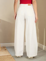 Women's White Casual Baggy Fit Jeans