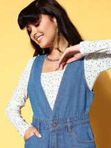 Women's Blue Casual Regular Fit Solid Sleeveless Romper