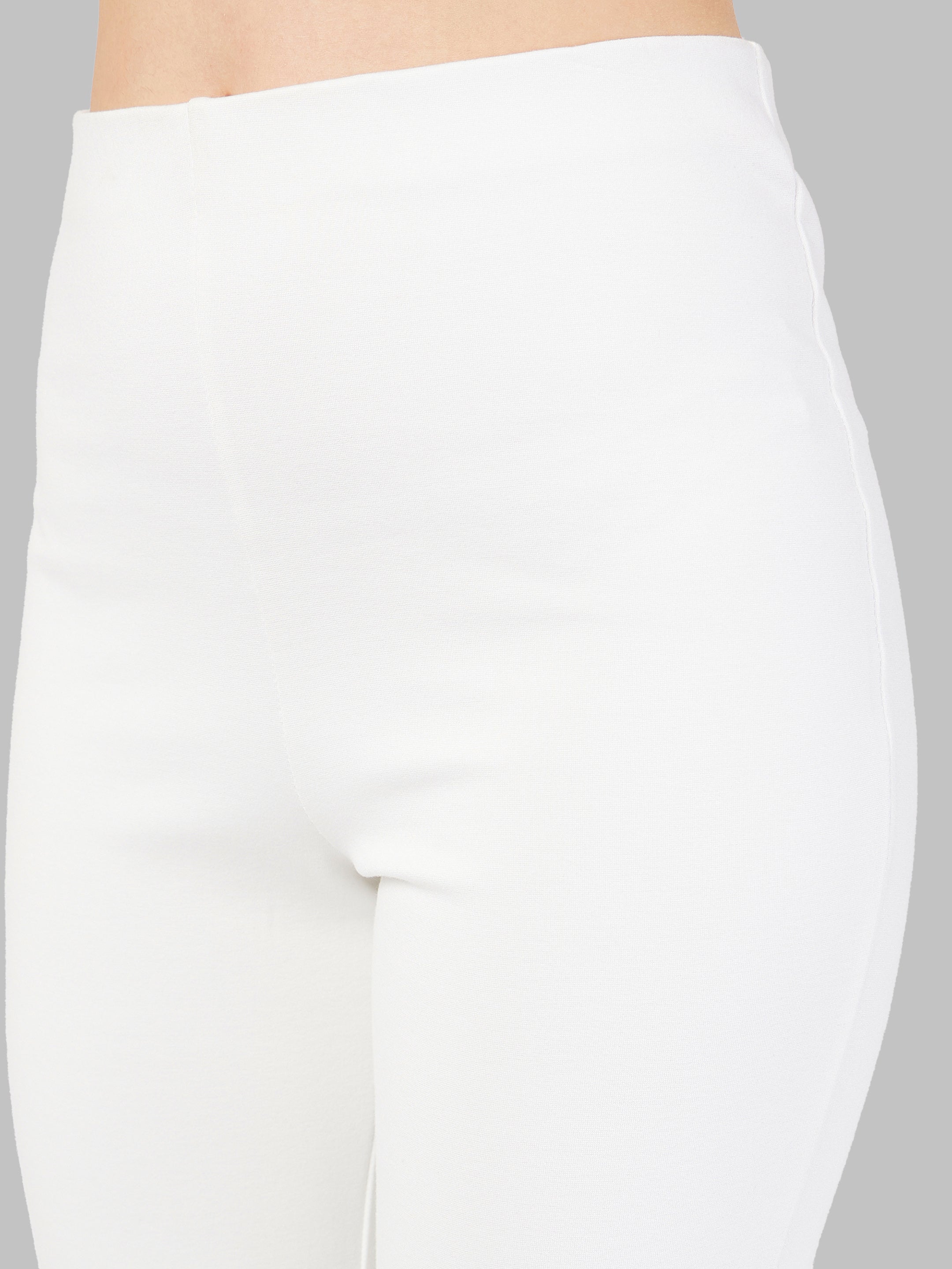 Women's White Casual Bootcut Fit Pant