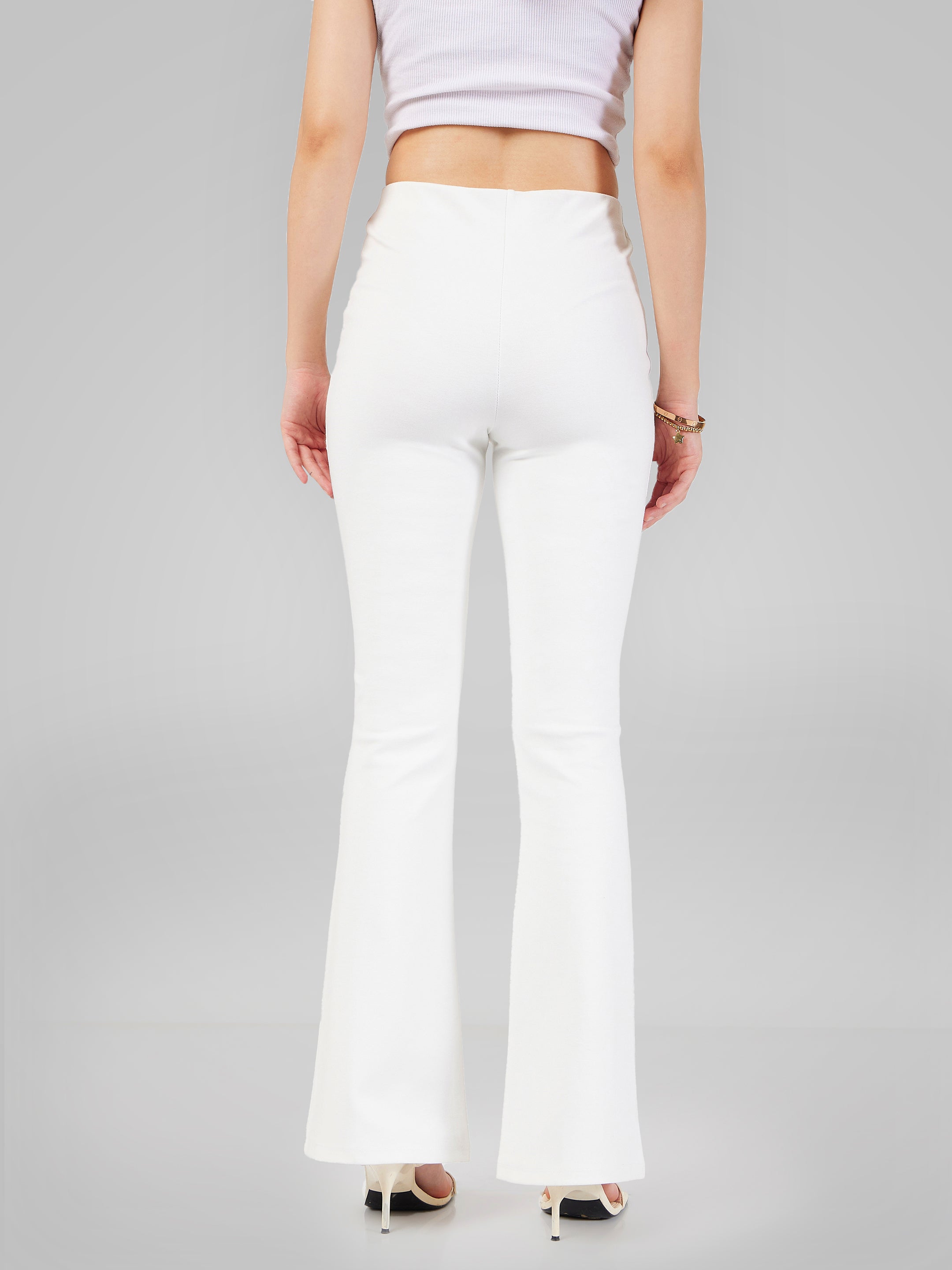Women's White Casual Bootcut Fit Pant