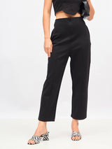 Women's Black Casual Straight Fit Pant