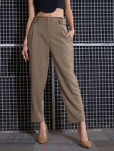 Women's Beige Casual Straight Fit Pant