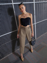 Women's Beige Casual Straight Fit Pant