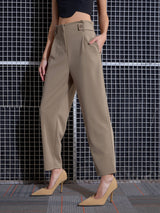 Women's Beige Casual Straight Fit Pant