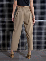 Women's Beige Casual Straight Fit Pant