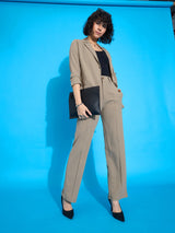Women's Beige Casual Straight Fit Pant