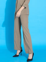 Women's Beige Casual Straight Fit Pant