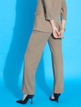 Women's Beige Casual Straight Fit Pant
