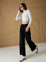 Women's Black Casual Wide Leg Jeans