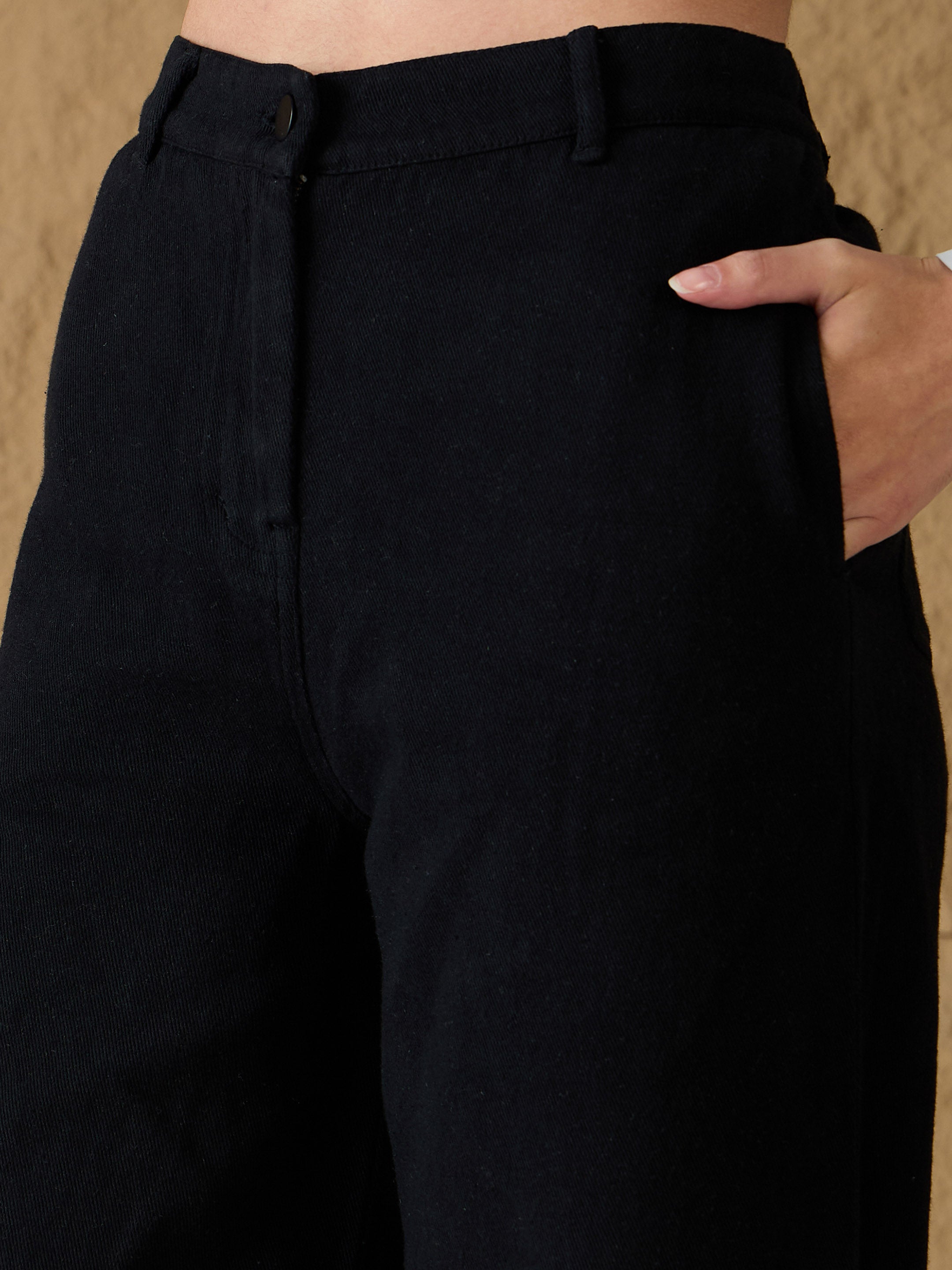 Women's Black Casual Wide Leg Jeans