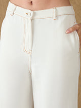 Women's White Casual Wide Leg Jeans