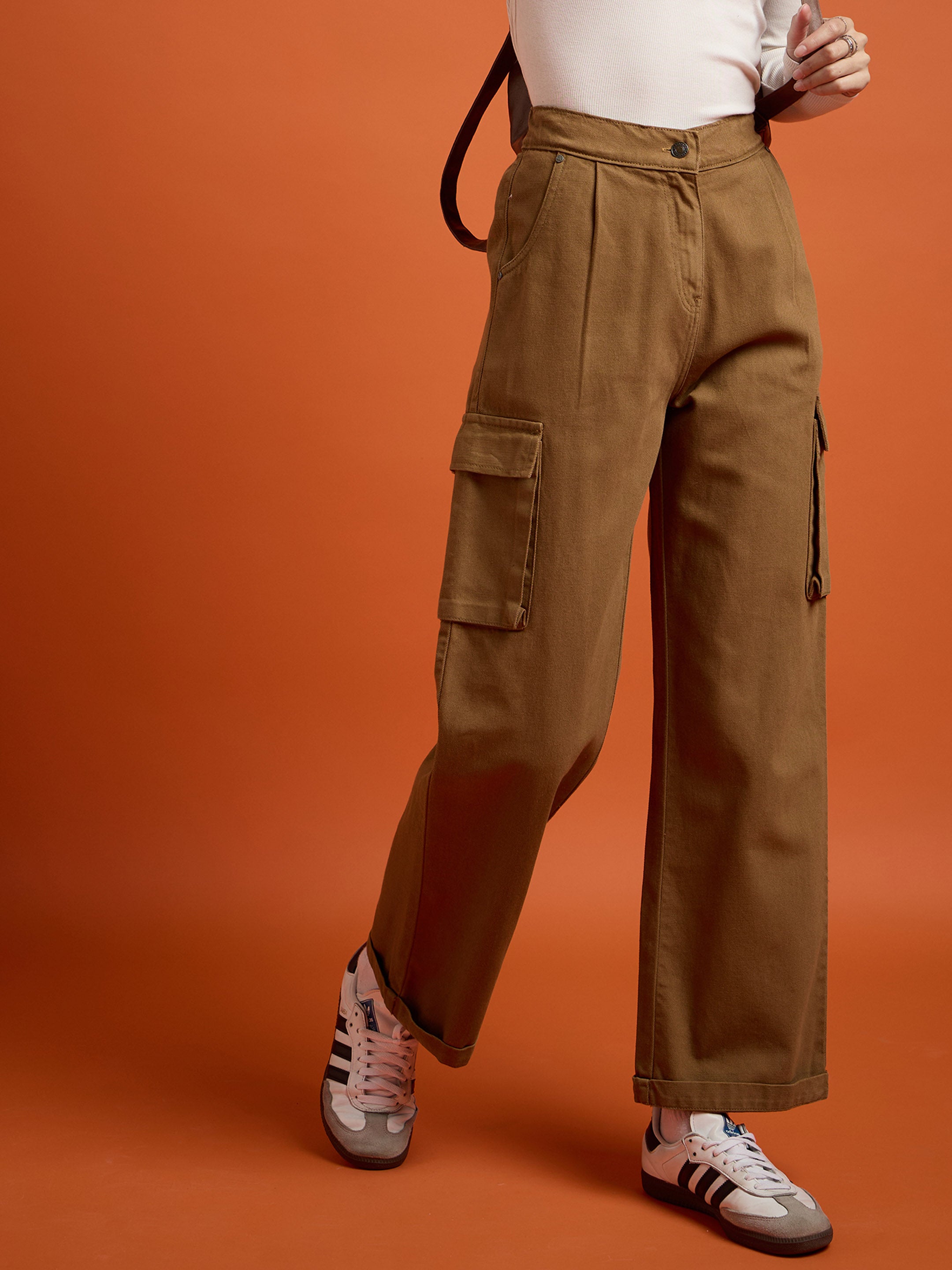 Women's Brown Casual Regular Fit Cargo
