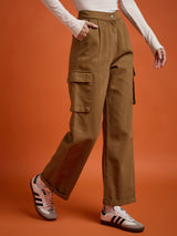 Women's Brown Casual Regular Fit Cargo
