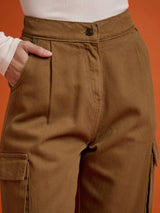 Women's Brown Casual Regular Fit Cargo