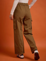 Women's Brown Casual Regular Fit Cargo