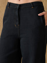 Women's Charcoal Casual Wide Leg Jeans